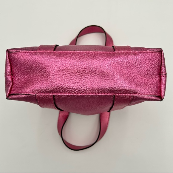 Victorias Secret Tote Bag Top Handle Small Metallic Pink Faux Leather Barbiecore - Picture 7 of 11